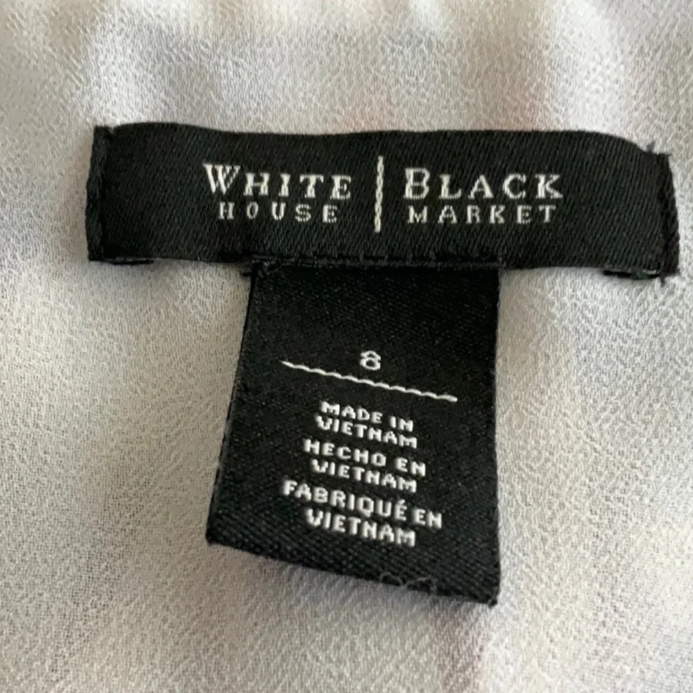 White‎ House Black Market Blouse Size 8 Sheer Split Sleeve V-Neck Printed Top - Picture 5 of 6